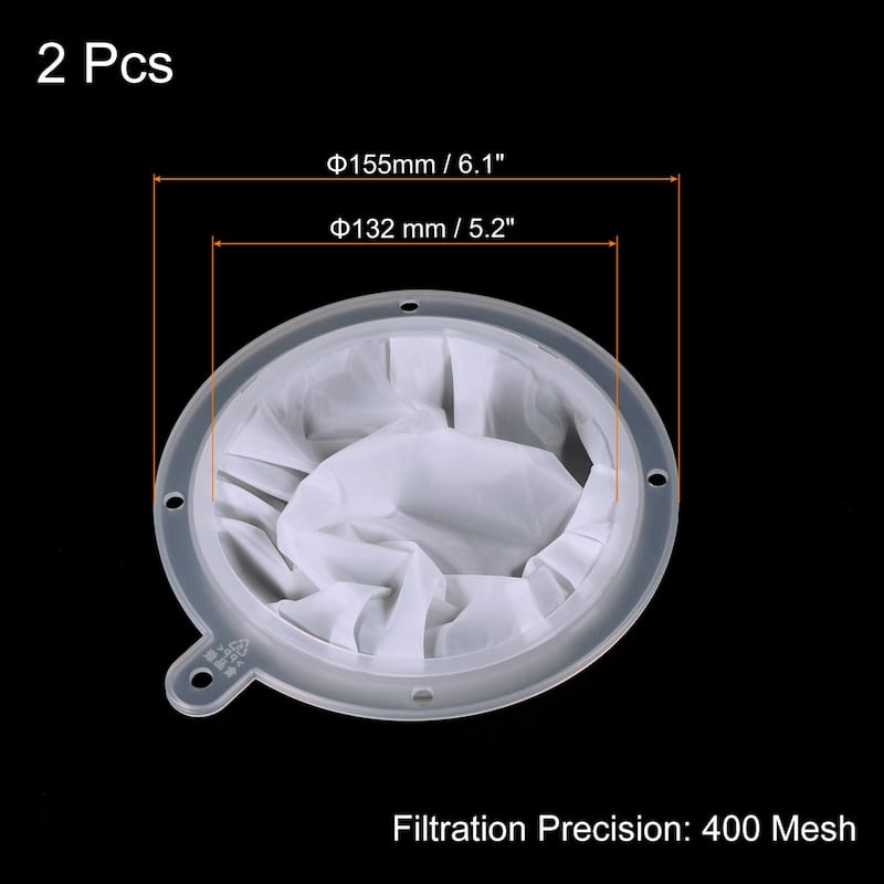 2Pcs 6.1" O.D. 400 Mesh Food Filter Strainer Fine Mesh Filters Strainers White - White