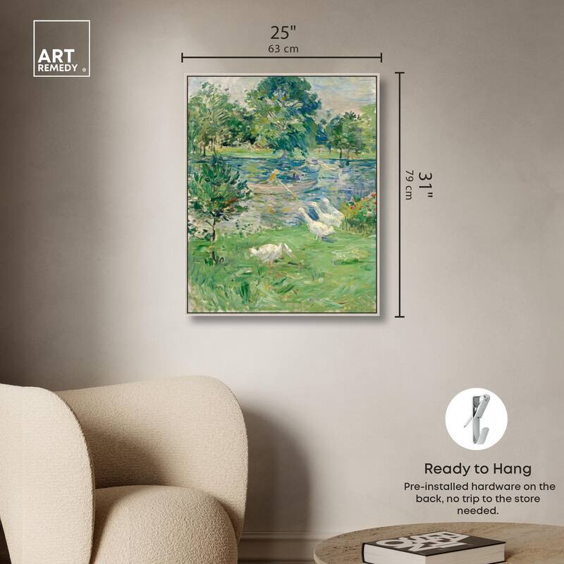Morisot Girl in Boat with Geese Canvas by Art Remedy