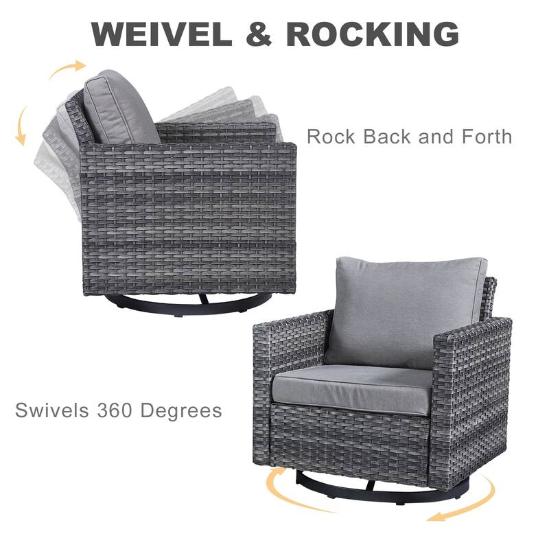 4 Swivel Chairs with Fire Pit Table