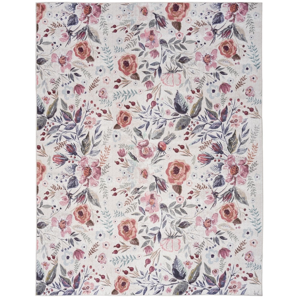 Nourison Washables Indoor Multicolored Floral Area Rug