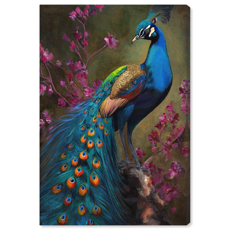 Wynwood Studio Canvas Animals Doll Memories - Mr. Peacock Blue and Traditional Wall Art Canvas Print - Blue, Purple