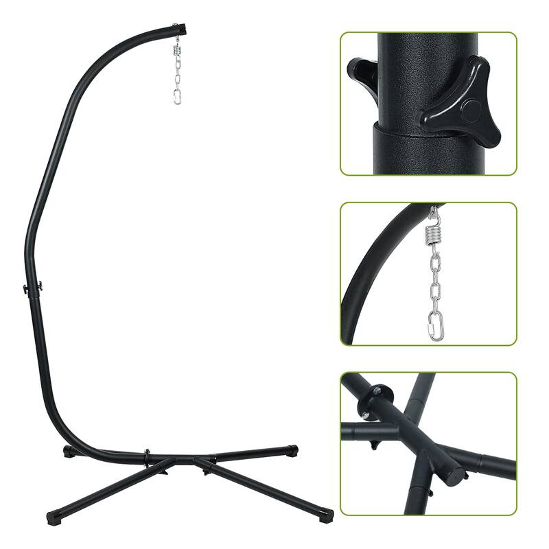 Aoodor Hammock Chair Steel C-Stand - 300 Pound Capacity (Stand Only)