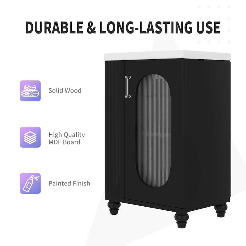 20" Bathroom Vanity with Sink, Bathroom Vanity Cabinet with Two-tier Shelf, Adjustable Shelf, Solid Wood and MDF