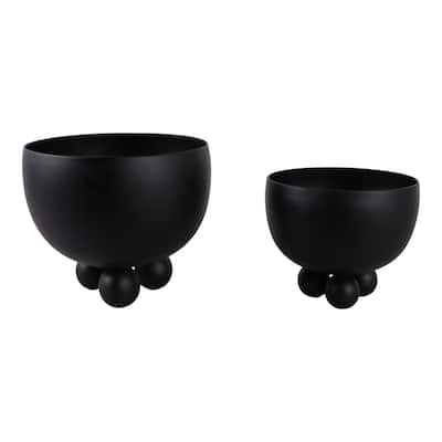 Metal Planters Modern Sleek Decorative Footed Bowl Design (Set of 2) - 10.5" x 10.5" x 9.25"
