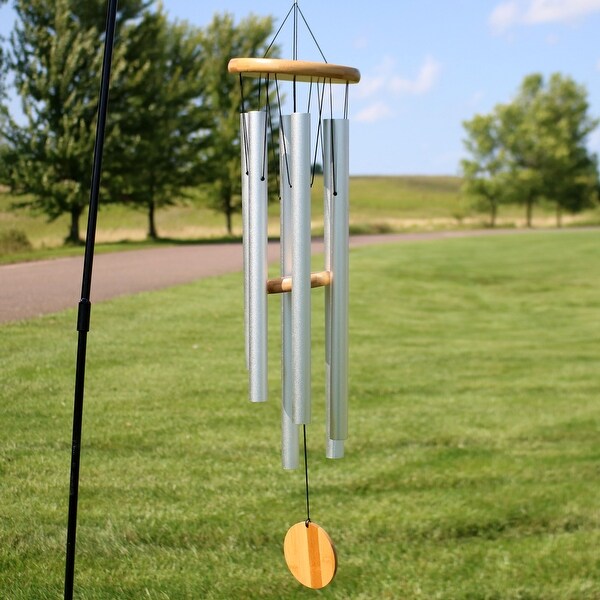 Sunnydaze Hand-Tuned Aluminum Wind Chime with Bamboo Clapper - 33-Inch