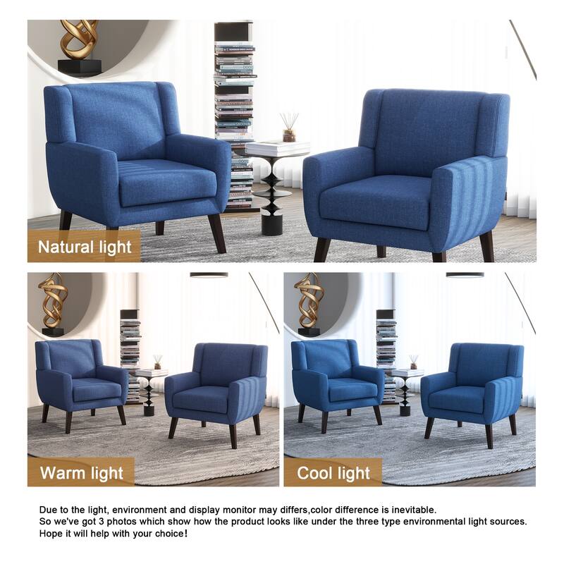 Modern Upholstered Linen Armchair Accent Chair Set of 2