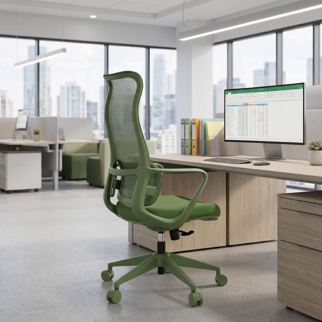 FurnitureR Ergonomic Mesh Office Chair with Adjustable Lumbar Support, Molded Foam Seat, High Back Desk Chair
