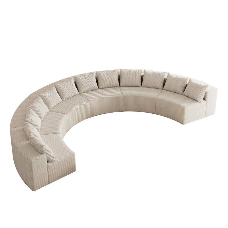 Oversize Curved Corduroy Sectional Sofa 181" Symmetrical Modular Couch