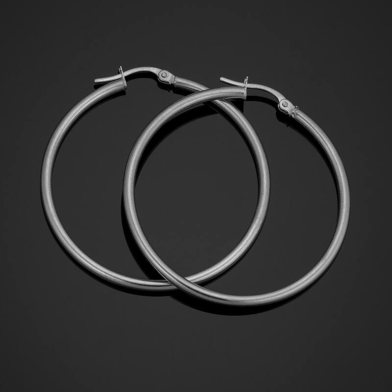 Fremada 14k Gold 2x35 milimeter Polished Tube Hoop Earrings - White