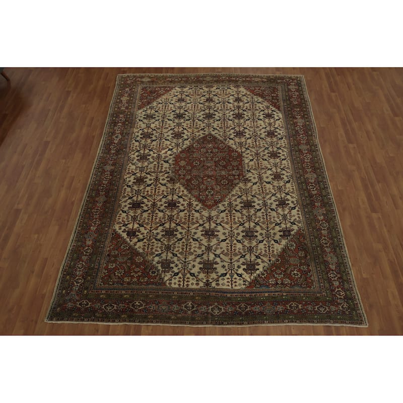 Hand Knotted Oriental 100% Wool Carpet Traditional Medallion Beige & Ivories Sultanabad Area Rug - 11' 9'' X 8' 4''