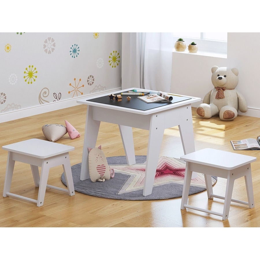 UTEX 2 in 1 Kids Construction Play Table with Storage Drawers and Built in  Plate (White)