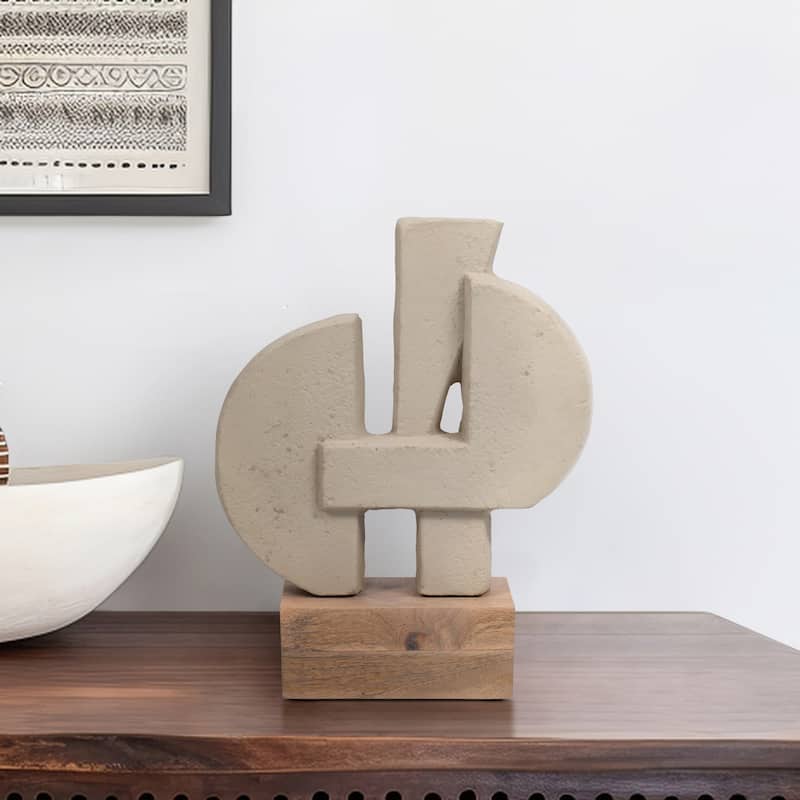 Sagebrook Home Ecomix Table Sculpture - Elegant Mango Wood Base, Transform Your Space with Artistic Flair - 4" W x 10" L x 13" H