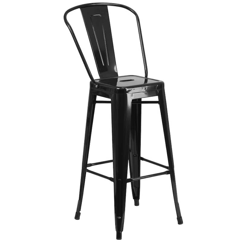 30'' High Metal Indoor-Outdoor Barstool with Back