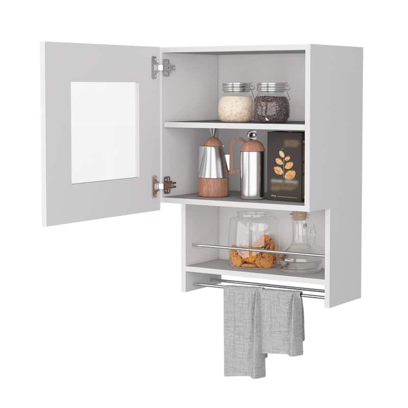 Nolan White Spice and Towel Rack Kitchen Wall Cabinet
