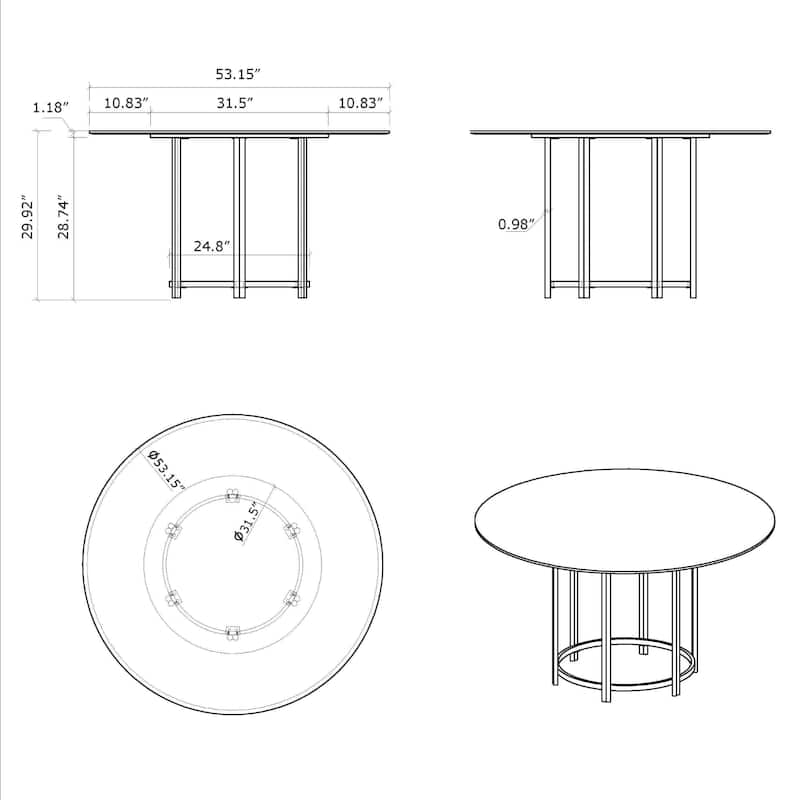 Somette Lacey Sintered Stone Dining Table