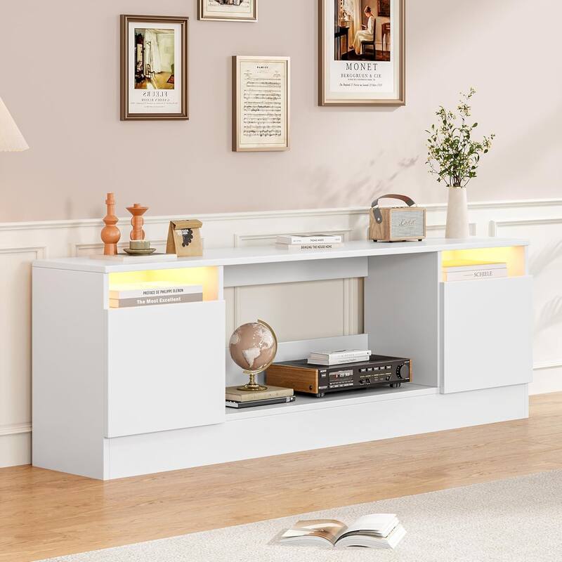 TV Stand Center Cabinet With Storage Place for TV Up to 75" - White