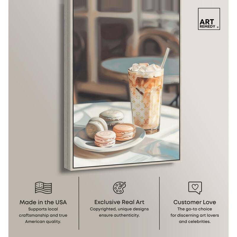 Glam Iced Coffee and Macarons Canvas by Art Remedy
