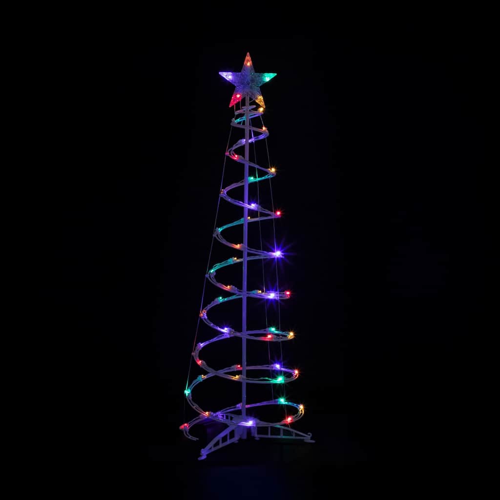 4ft LED Spiral Cone Tree Outdoor Christmas Decoration, Multi Lights - White