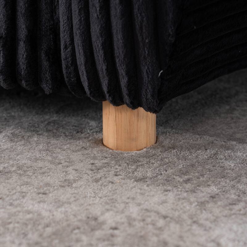 Modern Corduroy 2-Seater Sofa, Corner sofa with Solid Wood Frame, for Living Room and Apartment, Black