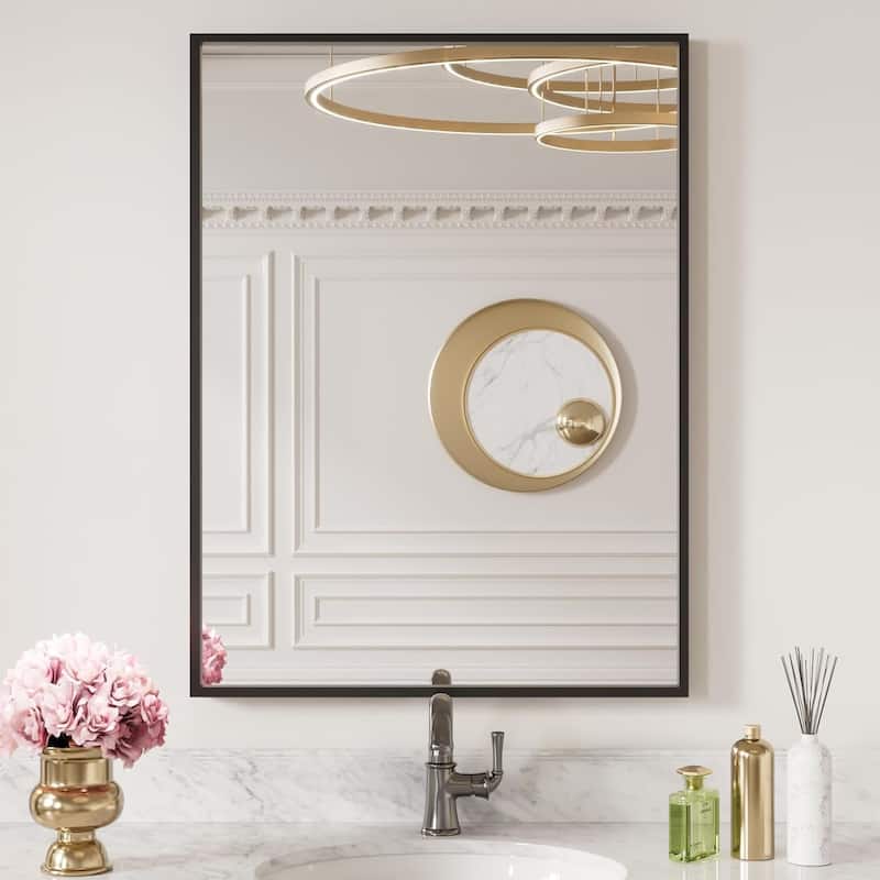 Aluminum Alloy Frame Tempered Glass Shatterproof Wall Mirror Clear Reflection Easy Mounting