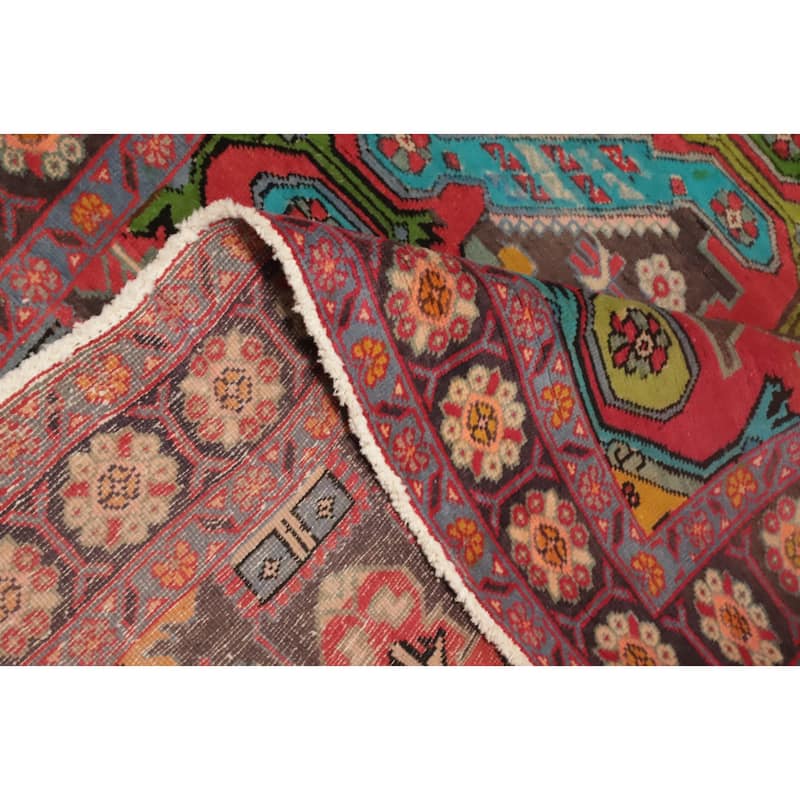 Hand Knotted Oriental 100% Wool Carpet Traditional Geometric Brown Meshkin Runner Rug - 9' 8'' X 4' 5''