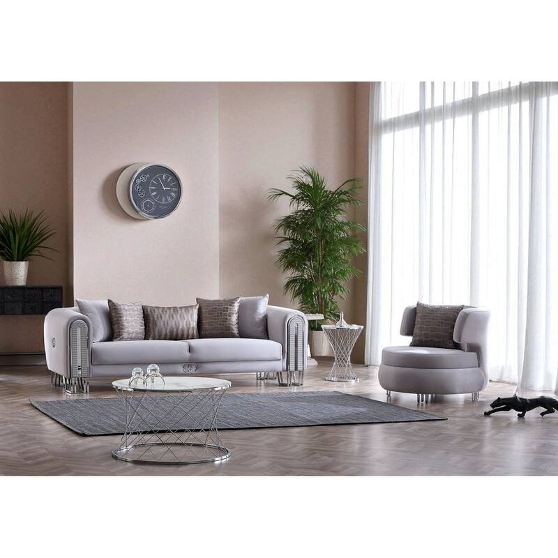 Linyar 2 Pieces Living Room Sets 1 Sofa 1 Chair - Grey