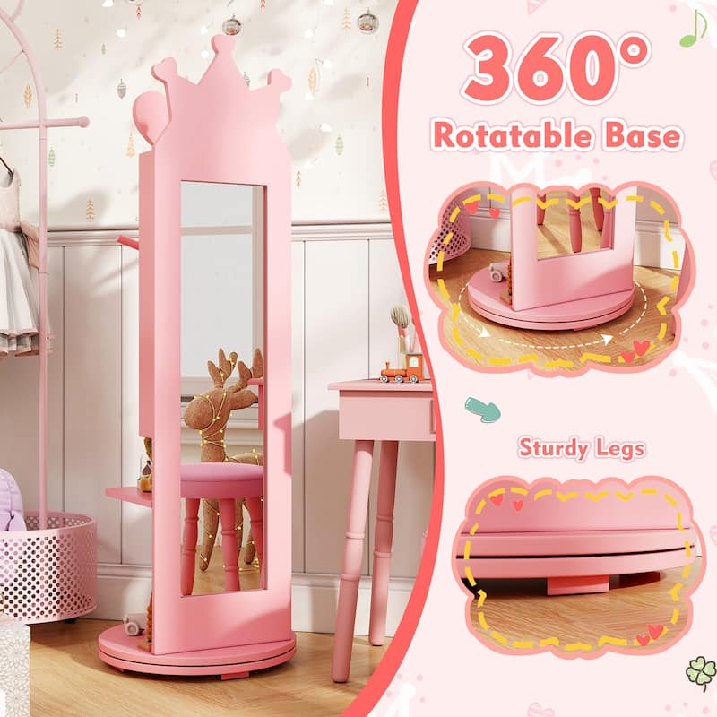 Gymax Kids Jewelry Cabinet Standing Children Jewelry Organizer w/