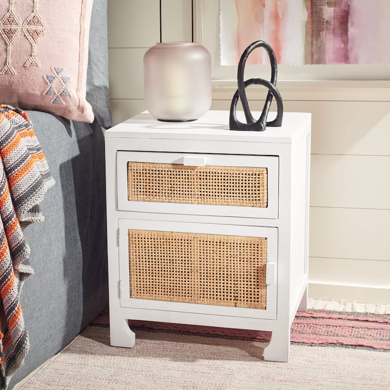 SAFAVIEH Zhane Coastal 1-Drawer 1-Door Nightstand - White/Natural