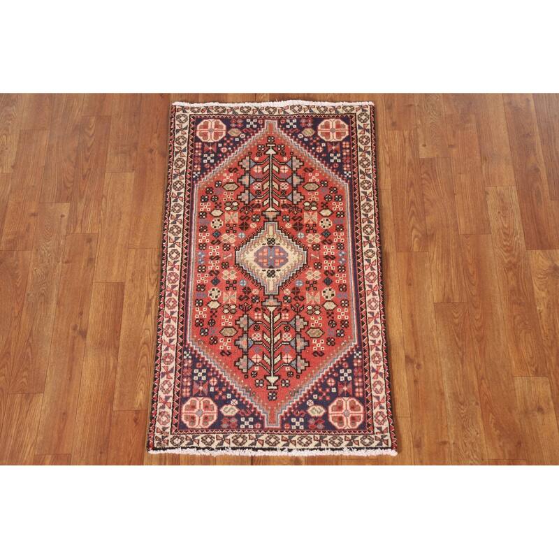 Abadeh Persian Vintage Area Rug Hand-knotted Wool Carpet - 1'10"x 3'5"