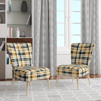Designart "Black And Cream Plaid Sophistication I" Upholstered Plaid Accent Chair - Hygge & Scandinavian Side Chair