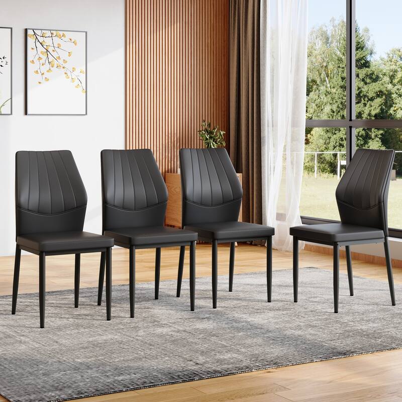 Set of 4 Dining Chairs, 37 inches High: Ergonomic PU Backrest, Combines Comfort and Style.
