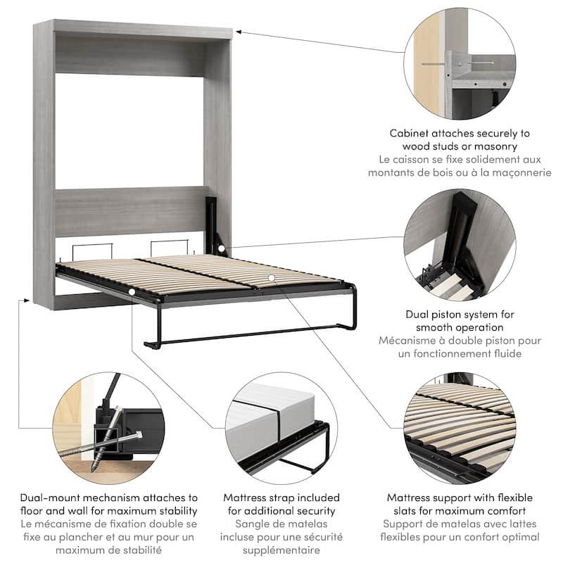 Pur 59W Full Murphy Bed for Multipurpose Room by Bestar