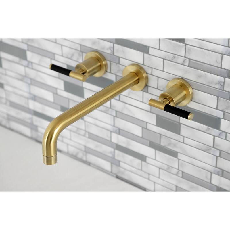 Kaiser Two-Handle Wall Mount Tub Faucet in Polished Brass