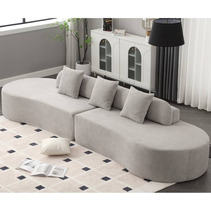 Modern Minimalist Living Room Terrycloth Fabric Modular Sofa with Pillows