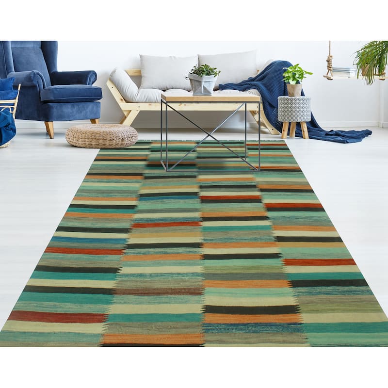 Noori Rug Winchester Flatweave Johanny Black/Blue Rug - 6'5" x 9'8"
