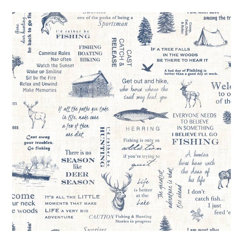 Chesapeake North Hills Navy Camping Quotes Wallpaper - 20.5 x 396 x 0.025