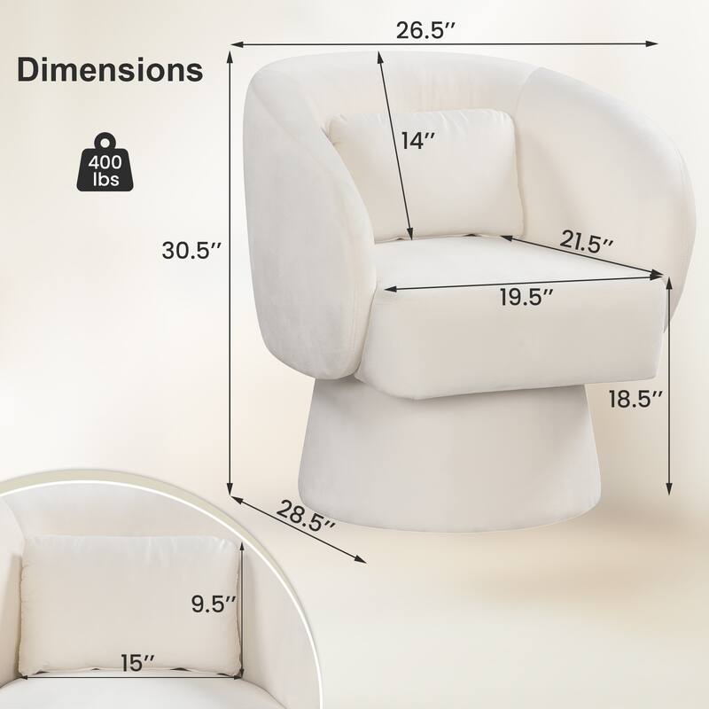 Gymax 2PCS Swivel Accent Chair w/ Back Removable Lumbar Pillow 360