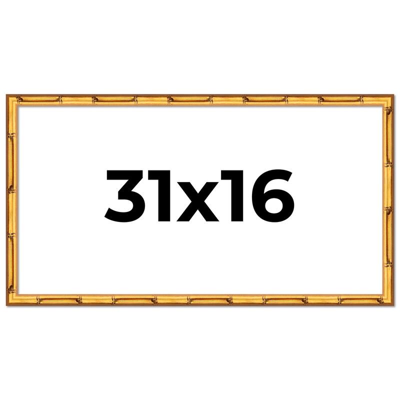 31x16 Frame Gold Bamboo Picture Frame Modern Photo Frame Includes UV Acrylic Shatter Guard Front Acid Free Foam Backing Board