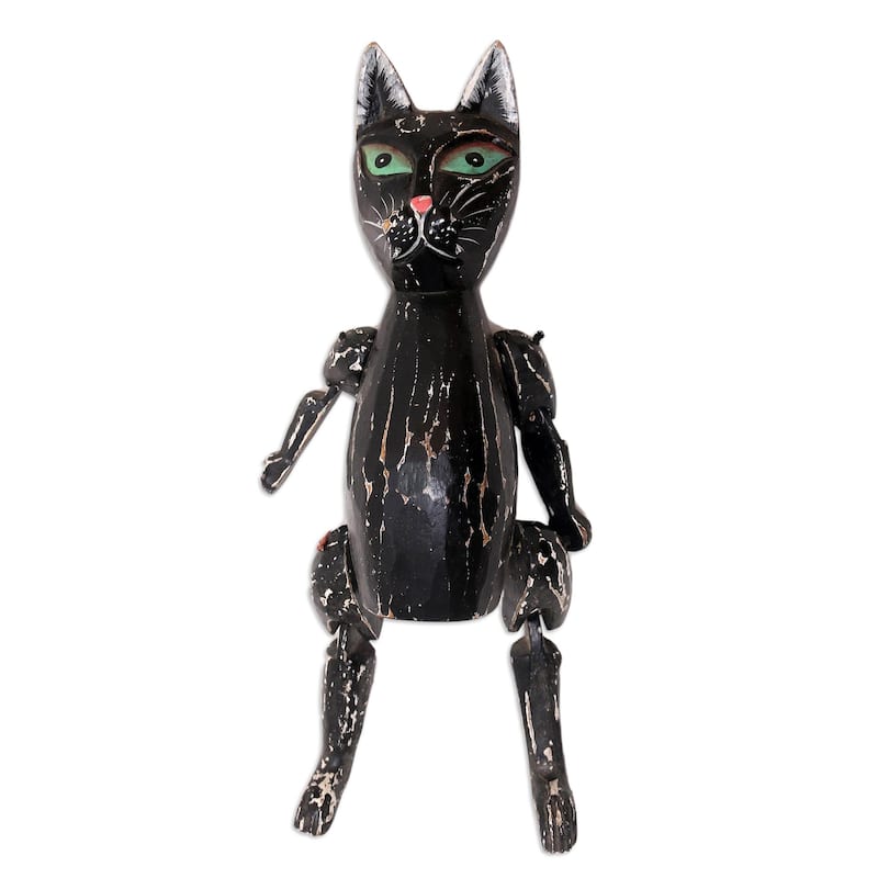 Novica Handmade Nine Lives Wood Statuette