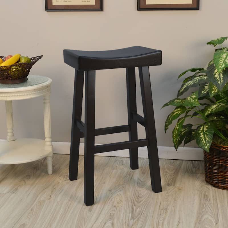 30" Black Counter Stool with Saddle Seat