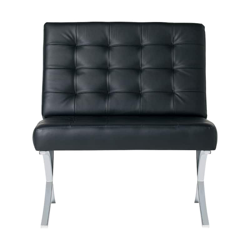 Attriom Bonded Leather and Metal Armless Mid Century Accent Chair - 30.25 x 26 x 34.75"