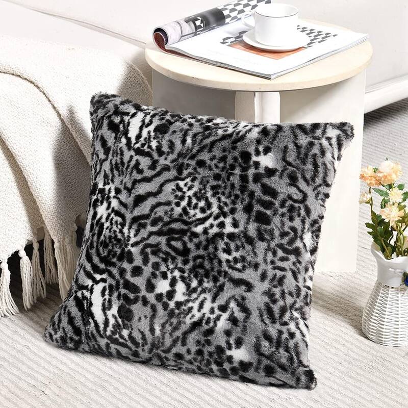 Decorative Printed fauxfur Throw Pillow Covers Set of 2, NO INSERT