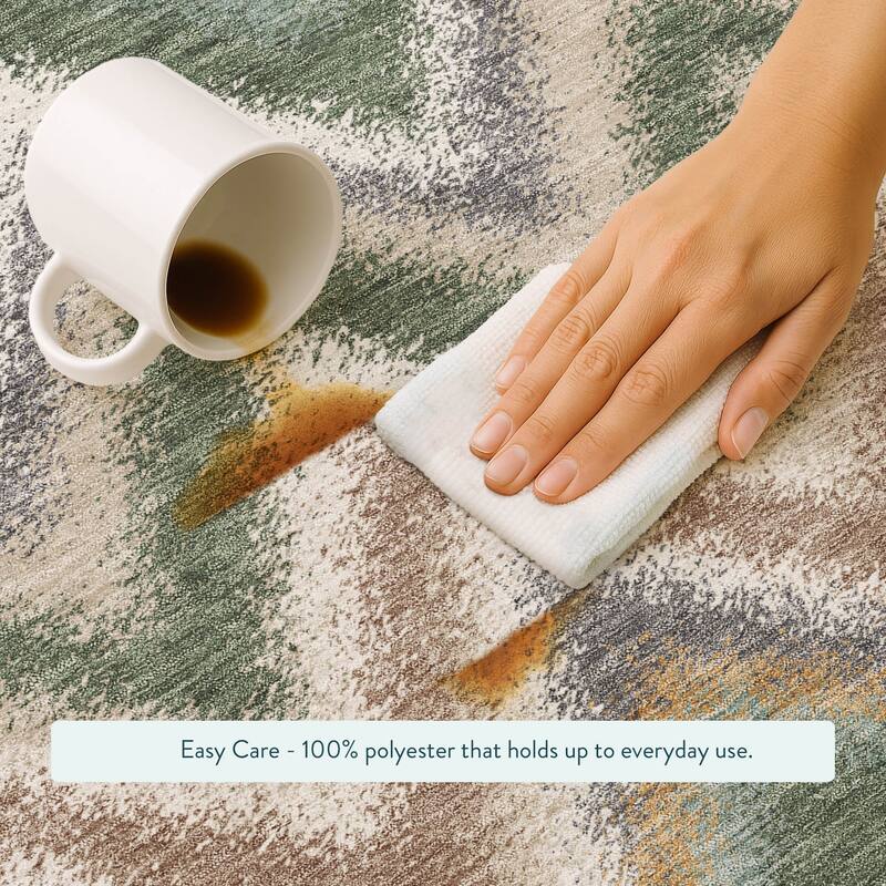 Machine Washable Indoor/ Outdoor Modern Chevron Chantille Rug