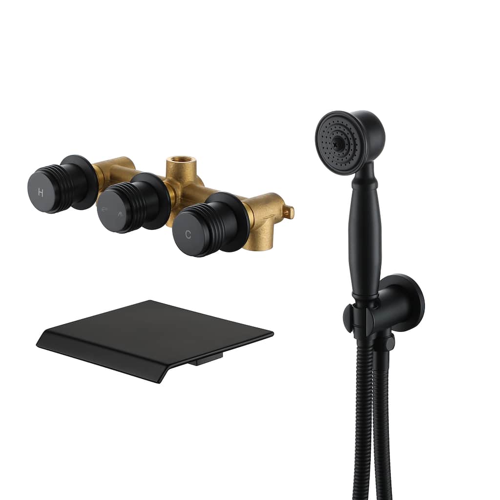 3-Handle Waterfall Wide-Spray High Pressure Tub and Shower Faucet