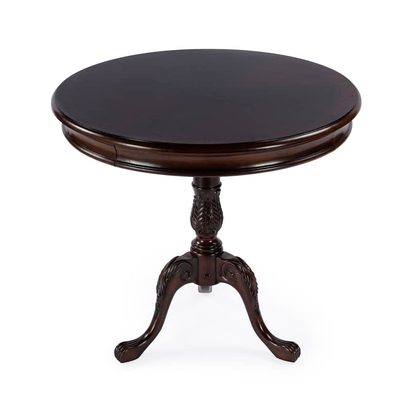 Butler Traditional Round Wooden Pedestal Table in Plantation Cherry Finish - Dark Brown