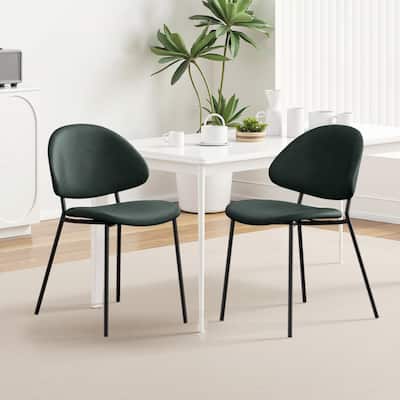 Set of 4 Upholstered PU Leather Dining Chairs(Green)