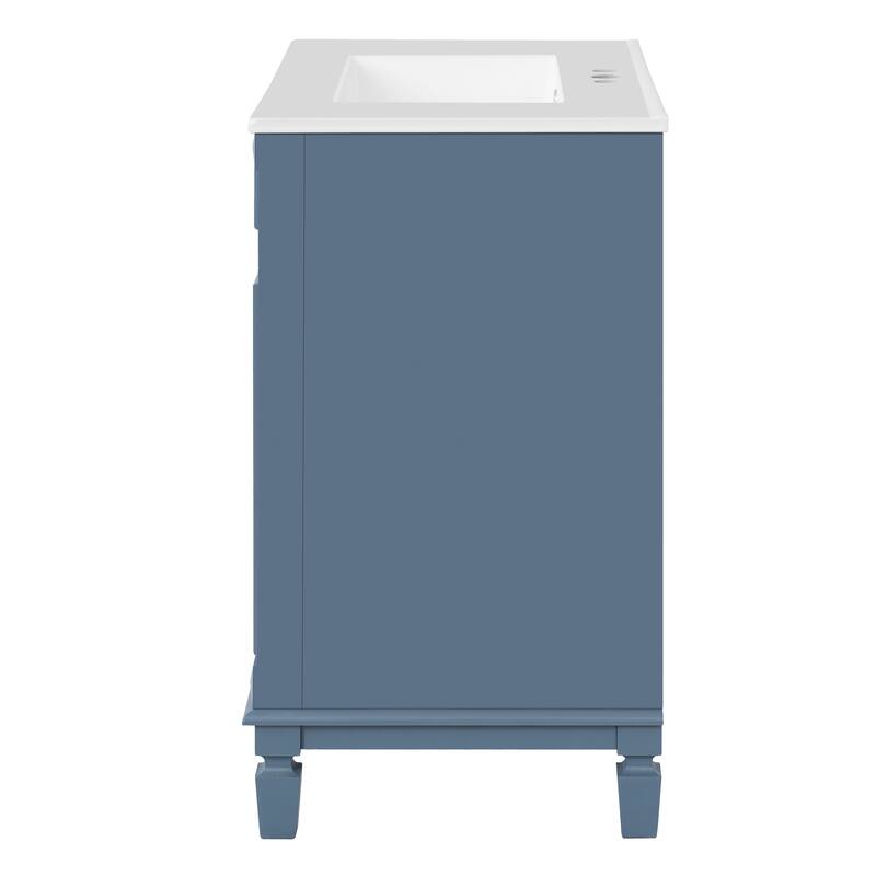 30'' Freestanding Bathroom Vanity with White Integrated Ceramic Sink - 30'' x 18.4'' x 34''