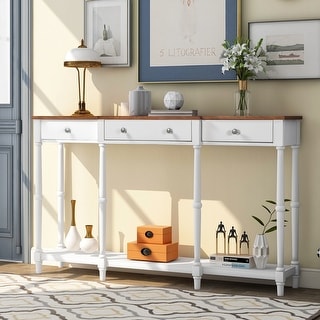 Solid Wood Console Table, Classic Entryway Table with Open Storage ...