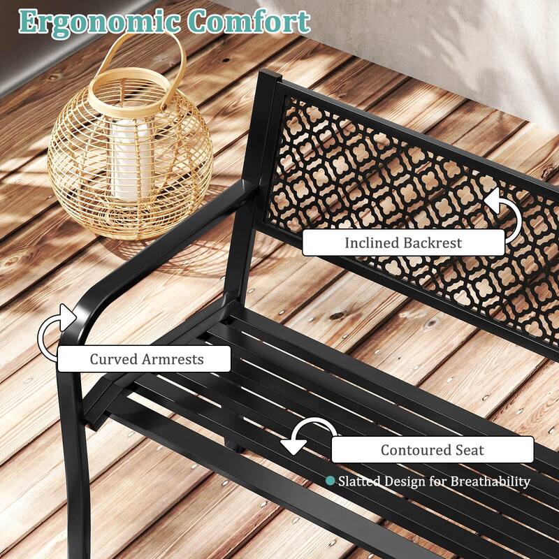 Costway 50" Outdoor Garden Bench with Geometric Lattice Backrest - See Details