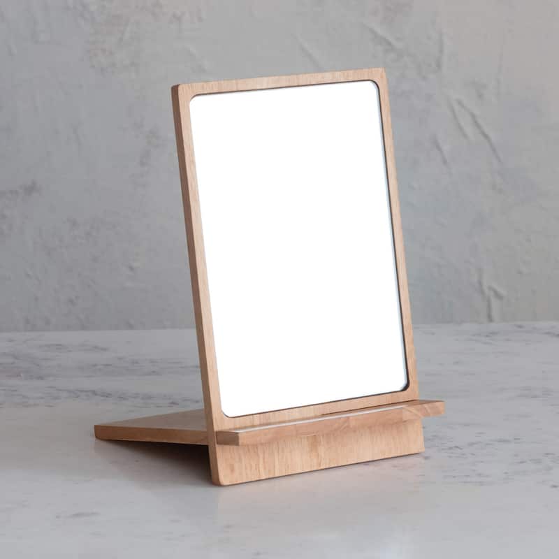 Rubberwood Reflections Desk Mirror - Natural